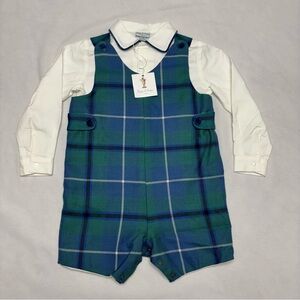 Papo d'Anjo Plaid Jumper with White Shirt Size 4